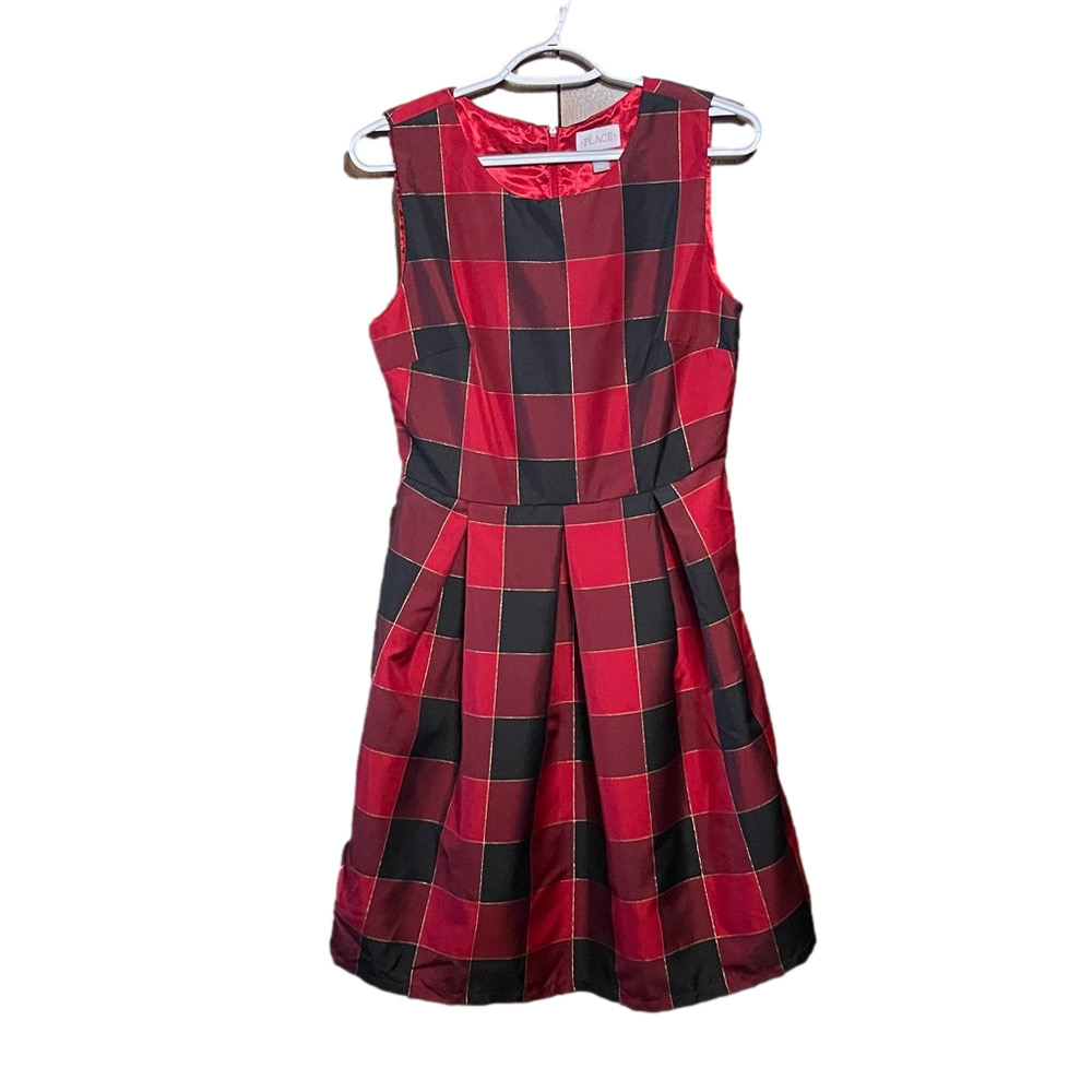 Children’s Place Red and Black Checkered Adult Holiday Dress Size 6